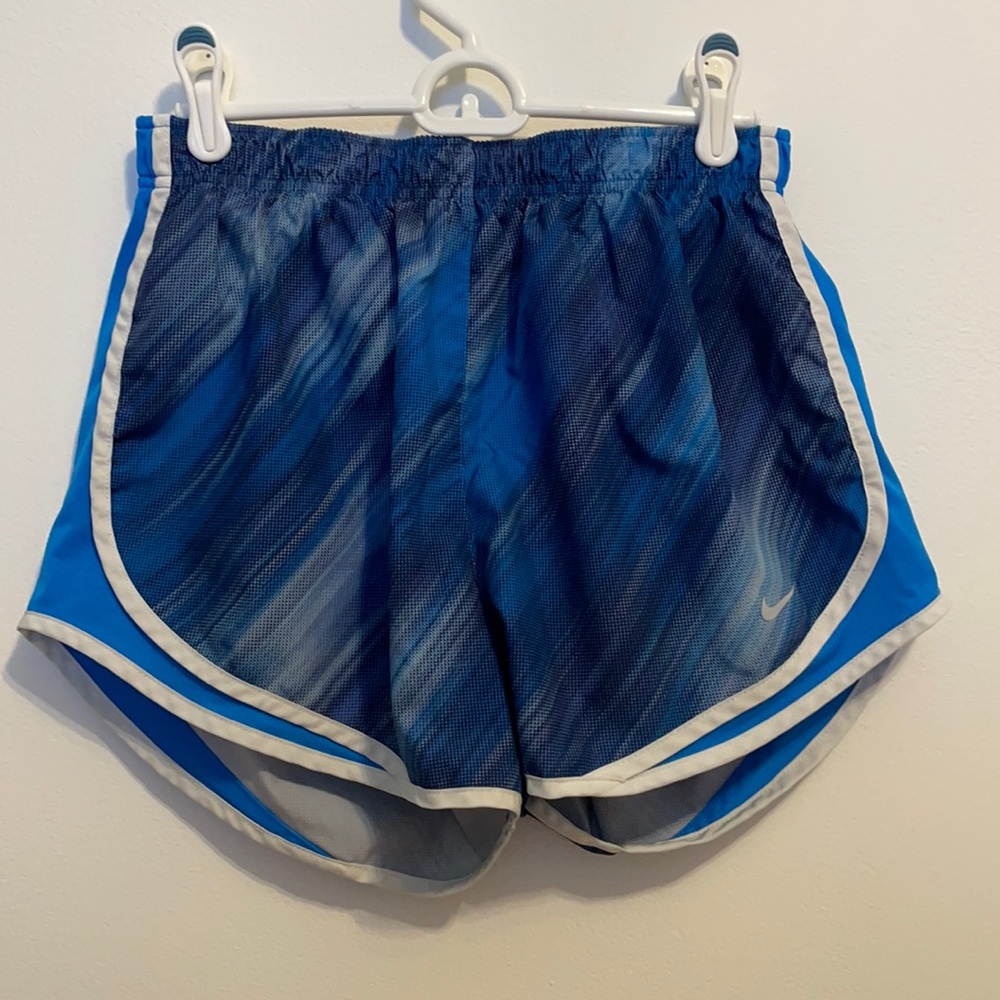 Blue and white Nike dri-fit tempo shorts
